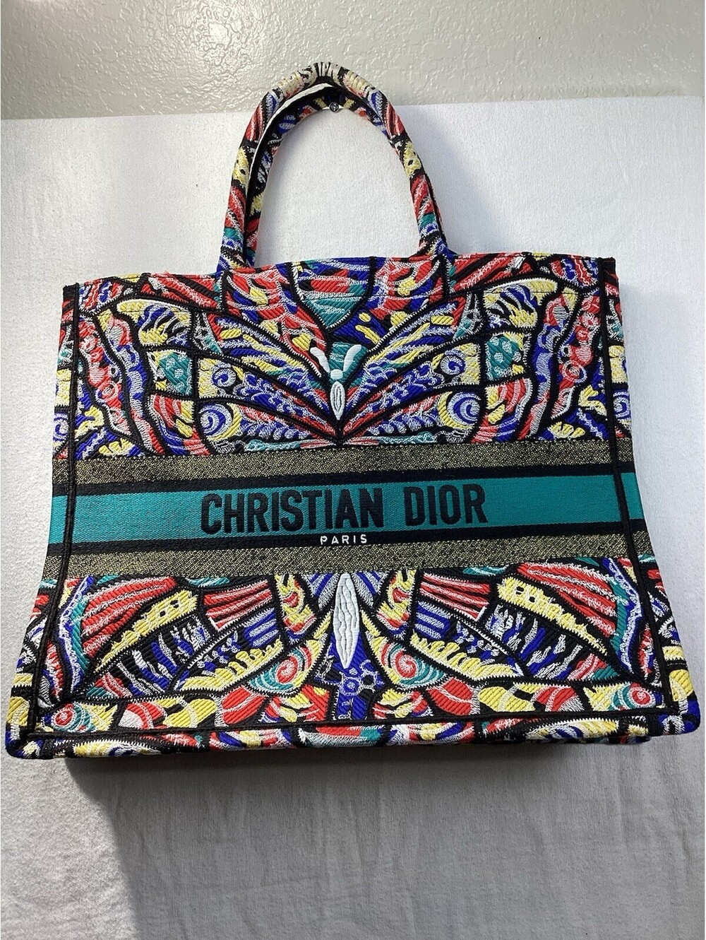 Dior Book Tote Large Butterfly Multicolor Canvas Gold HW Tote Bag Large 42cm
